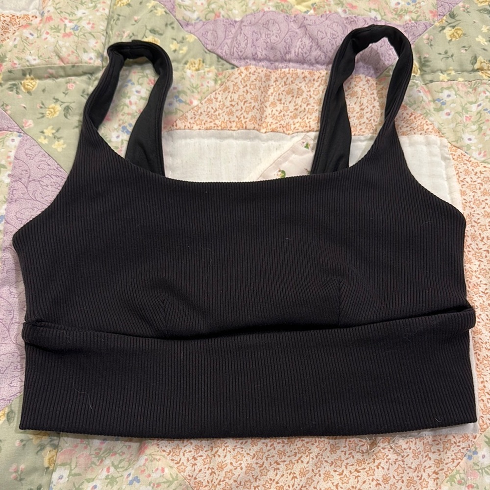 Alo Black Ribbed Women's Bralette